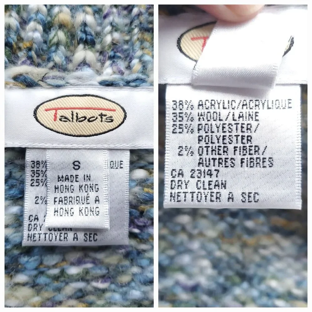 Vintage Talbots Sweater Vest Women S Wool Blend Knit Multicolor Full Zip 90s - Picture 5 of 10